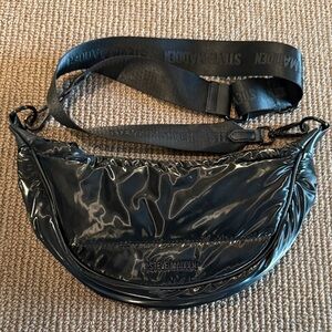 Steve Madden Shiny Black Belt Bag